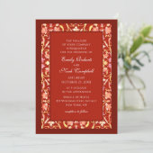 Elegant Burgundy Red Stylish Floral Wedding Kaart (Staand voorkant)