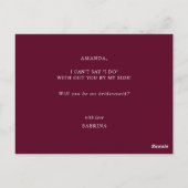 Elegant Burgundy Red Watercolor MARIGOL Bridesmaid Briefkaart (Achterkant)