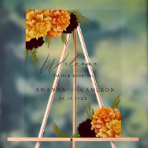 Elegant Burgundy Red Watercolor"MARIGOLD"Welcome 