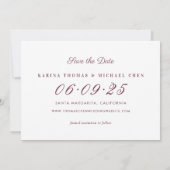 Elegant Burgundy Red Wedding Photo Collage Save The Date (Achterkant)