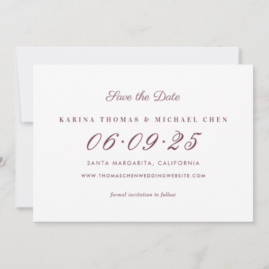 Elegant Burgundy Red Wedding Photo Collage Save The Date (Achterkant)