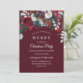 Elegant Burgundy Red White Floral kerstparty Kaart (Staand voorkant)