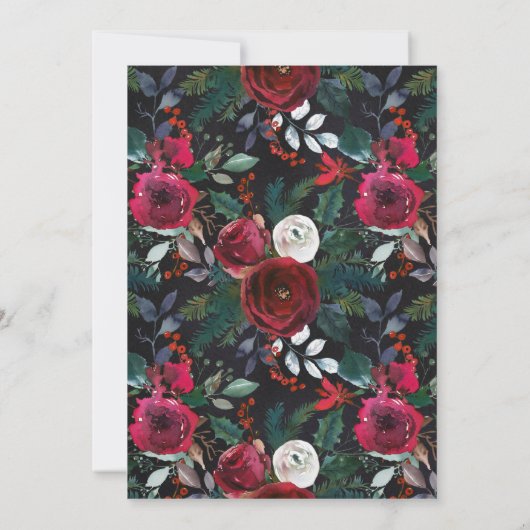 Elegant Burgundy Red White Floral kerstparty Kaart (Achterkant)