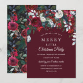 Elegant Burgundy Red White Floral kerstparty Kaart (Voorkant / Achterkant)