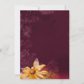 Elegant Burgundy Red Yellow Sunflower bruiloft Kaart (Achterkant)
