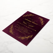 Elegant Burgundy Rehearsal Dinner Gold Folie Uitnodiging (Gedraaid)