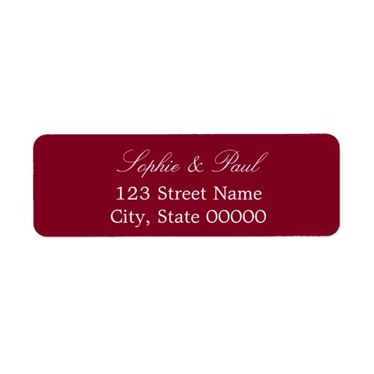 Elegant Burgundy Return Address Label (Voorkant)