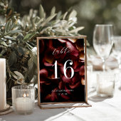 Elegant Burgundy Romantic Rose Table Number Card Kaart