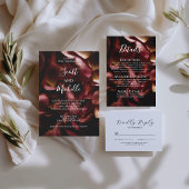 Elegant Burgundy Romantic Rose Wedding Invitation Kaart