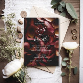 Elegant Burgundy Romantic Rose Wedding Invitation Kaart