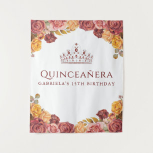 Elegant Burgundy Roos   Achtergrond Quinceanera Wandkleed