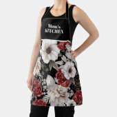 Elegant Burgundy Roos Black Floral Pattern Schort (Insitu)