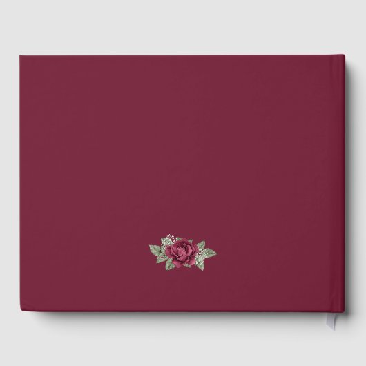 Elegant Burgundy Roos Gold Floral Funeral Foto Gastenboek (Achterkant)