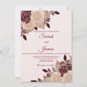 Elegant Burgundy Roos Gold Glitter Floral Wedding Kaart (Voorkant)