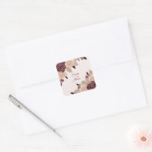 Elegant Burgundy Roos Gold Glitter Floral Wedding Vierkante Sticker (Envelop)