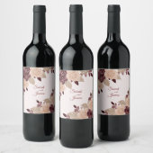 Elegant Burgundy Roos Gold Glitter Floral Wedding Wijn Etiket (Flessen)
