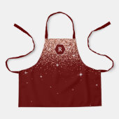 Elegant Burgundy Roos Gold Glitter Monogram Schort (Voorkant)