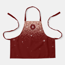 Elegant Burgundy Roos Gold Glitter Monogram
