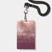 Elegant Burgundy Roos Gold Polka Dot Gradient Badge (Achterkant met lanyard)