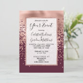 Elegant Burgundy Roos Gold Polka Dot Gradient Kaart (Staand voorkant)