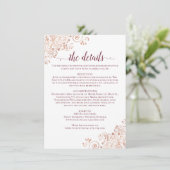 Elegant Burgundy & Roos Gold Wedding - Gegevens Informatiekaartje (Staand voorkant)