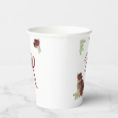 Elegant Burgundy Roos Monogrammed Paper Cups Papieren Bekers (Rechts)