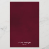 Elegant Burgundy Roos Romantic Budget Weddenschap  (Achterkant)