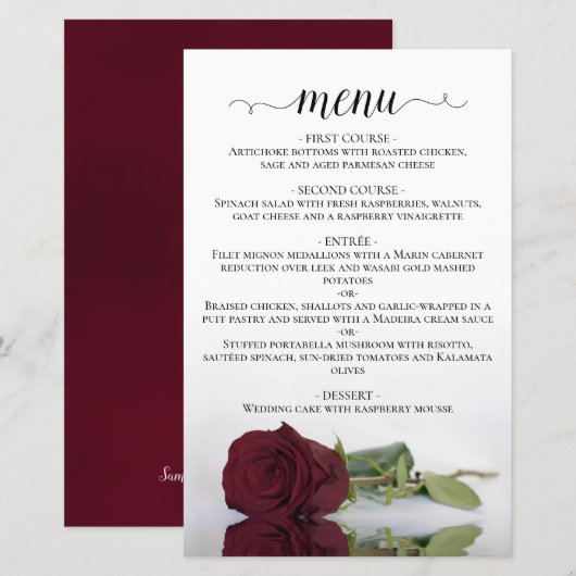 Elegant Burgundy Roos Romantic Budget Weddenschap  (Voorkant / Achterkant)