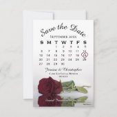 Elegant Burgundy Roos Romantic Wedding Calendar Save The Date (Voorkant)
