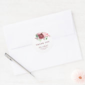 Elegant burgundy roos-typografie bruiloft bedankt ronde sticker (Envelop)