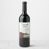 Elegant Burgundy Roos Weddenschap Bedankt Wijn Etiket (Voorkant)