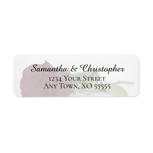 Elegant Burgundy Roos Wedding Return Address Etiket (Voorkant)