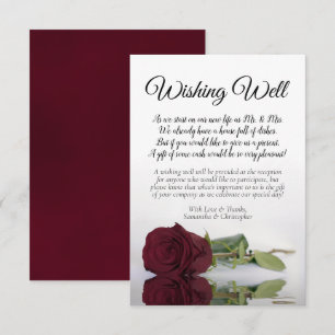 Elegant Burgundy Roos Wedding Wishing Well Poem Informatiekaartje
