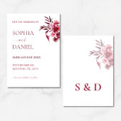 Elegant Burgundy Rose Floral Save the Date Card Kaart