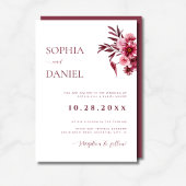 Elegant Burgundy Rose Floral Wedding Invitation  Kaart