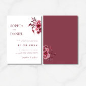 Elegant Burgundy Rose Floral Wedding Invitation  Kaart