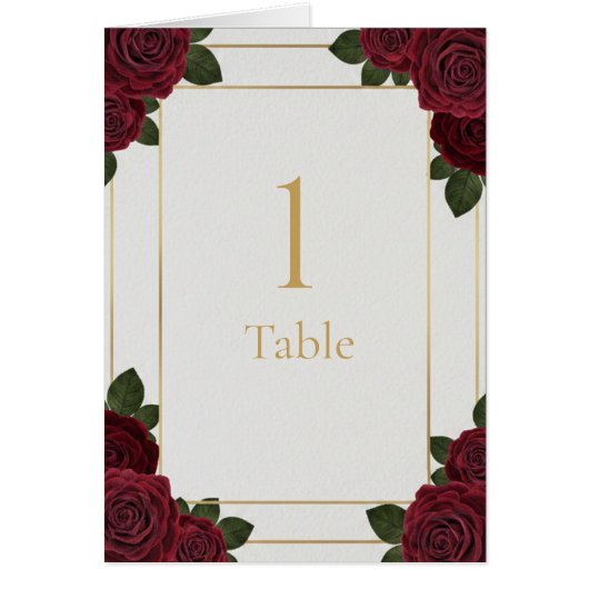 Elegant Burgundy Rose Gold Table Number Card  (Voorkant)