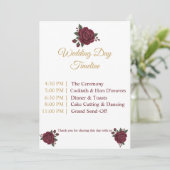Elegant Burgundy Rose & Gold Wedding Day Timeline (Staand voorkant)
