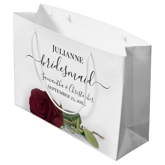 Elegant Burgundy Rose Posh Bridesmaid Wedding Groot Cadeauzakje (Achterkant Gekanteld)