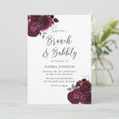 Elegant Burgundy Rozen Brunch & Bubble Bridal Kaart (Staand voorkant)