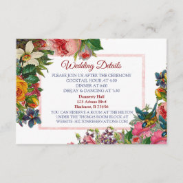 Elegant Burgundy Rozen Floral Wedding Details Card Informatiekaartje