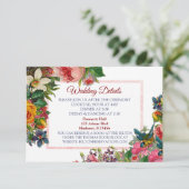 Elegant Burgundy Rozen Floral Wedding Details Card Informatiekaartje (Staand voorkant)