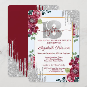 Elegant Burgundy Rozen Glitter Drives Kaart