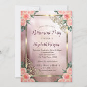 Elegant Burgundy Rozen Gold Lijst Retirement Kaart (Voorkant)