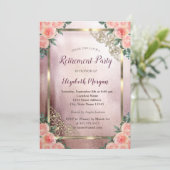 Elegant Burgundy Rozen Gold Lijst Retirement Kaart (Staand voorkant)