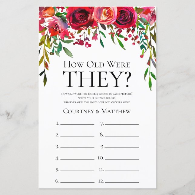 Elegant Burgundy Rozen hoe oud ze waren (Voorkant)