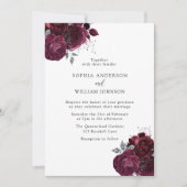 Elegant Burgundy Rozen Modern Floral Wedding Kaart (Voorkant)