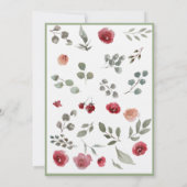 Elegant Burgundy Rozen & Sage Green Wedding Kaart (Achterkant)