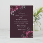 Elegant Burgundy Rozen Wedding Kaart (Staand voorkant)