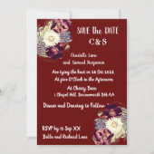 Elegant Burgundy Rustic Floral Monogram Weddenscha Kaart (Voorkant)